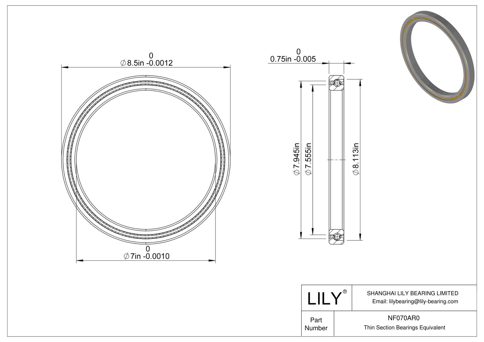 NF070AR0 Constant Section (CS) Bearings cad drawing