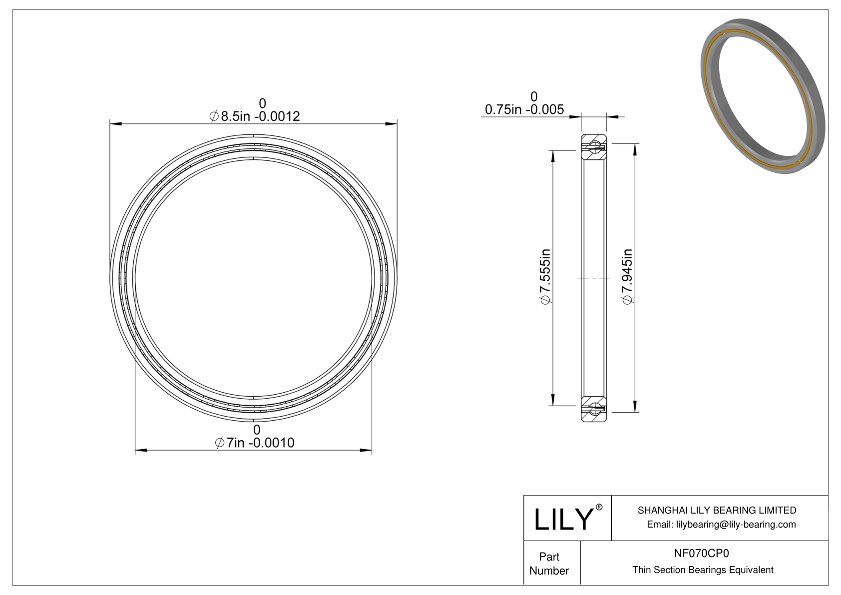 NF070CP0 Constant Section (CS) Bearings cad drawing