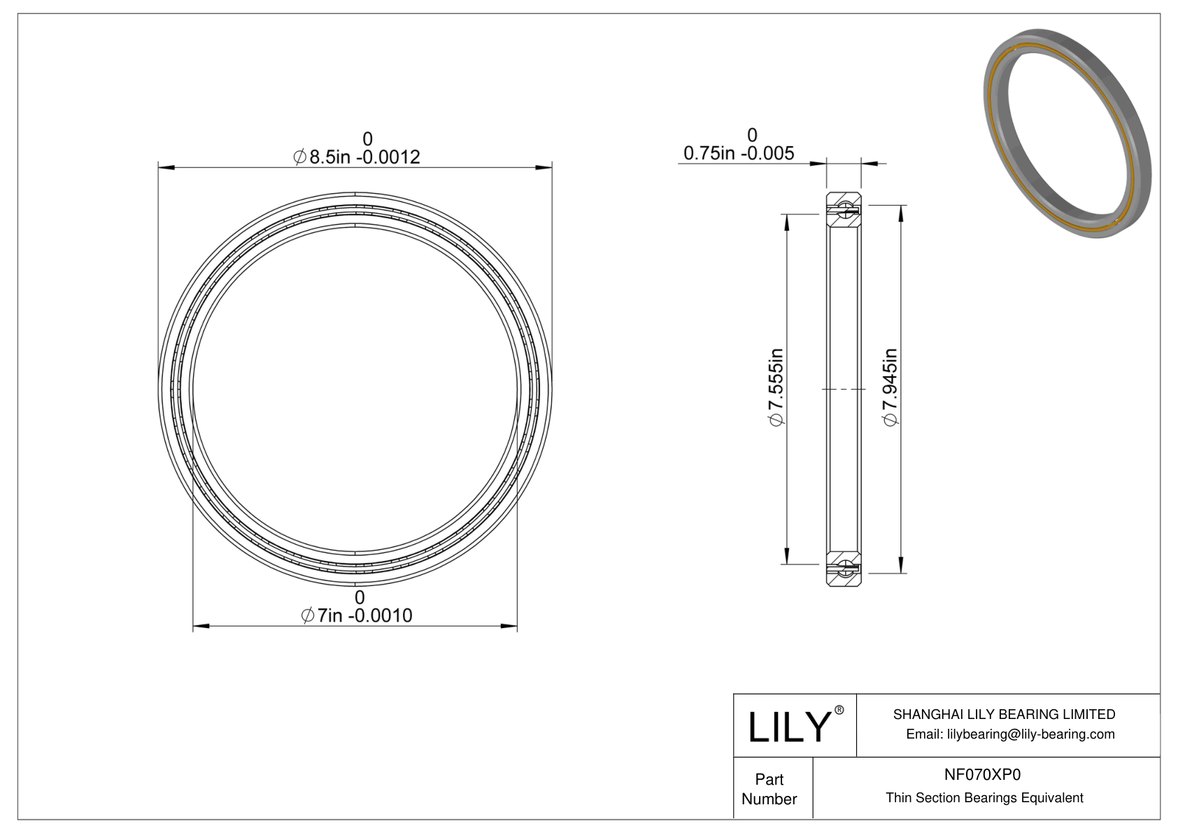 NF070XP0 Constant Section (CS) Bearings cad drawing