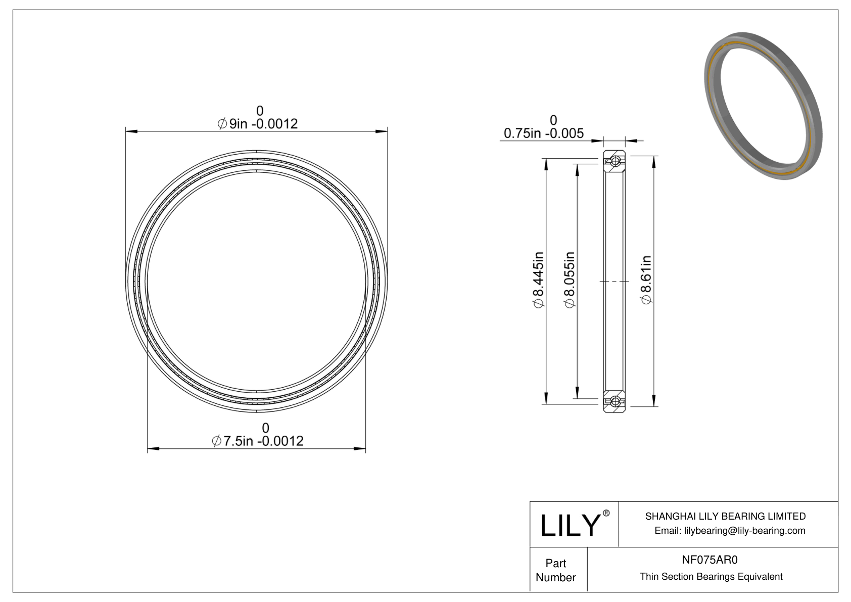 NF075AR0 Constant Section (CS) Bearings cad drawing