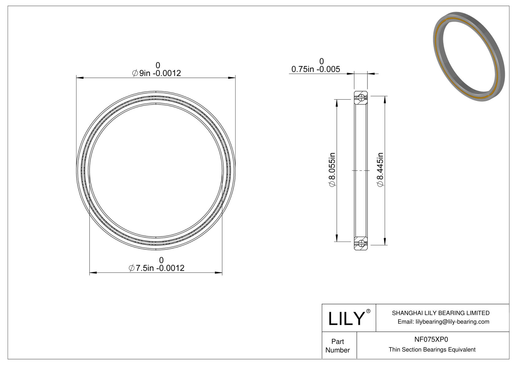 NF075XP0 Constant Section (CS) Bearings cad drawing