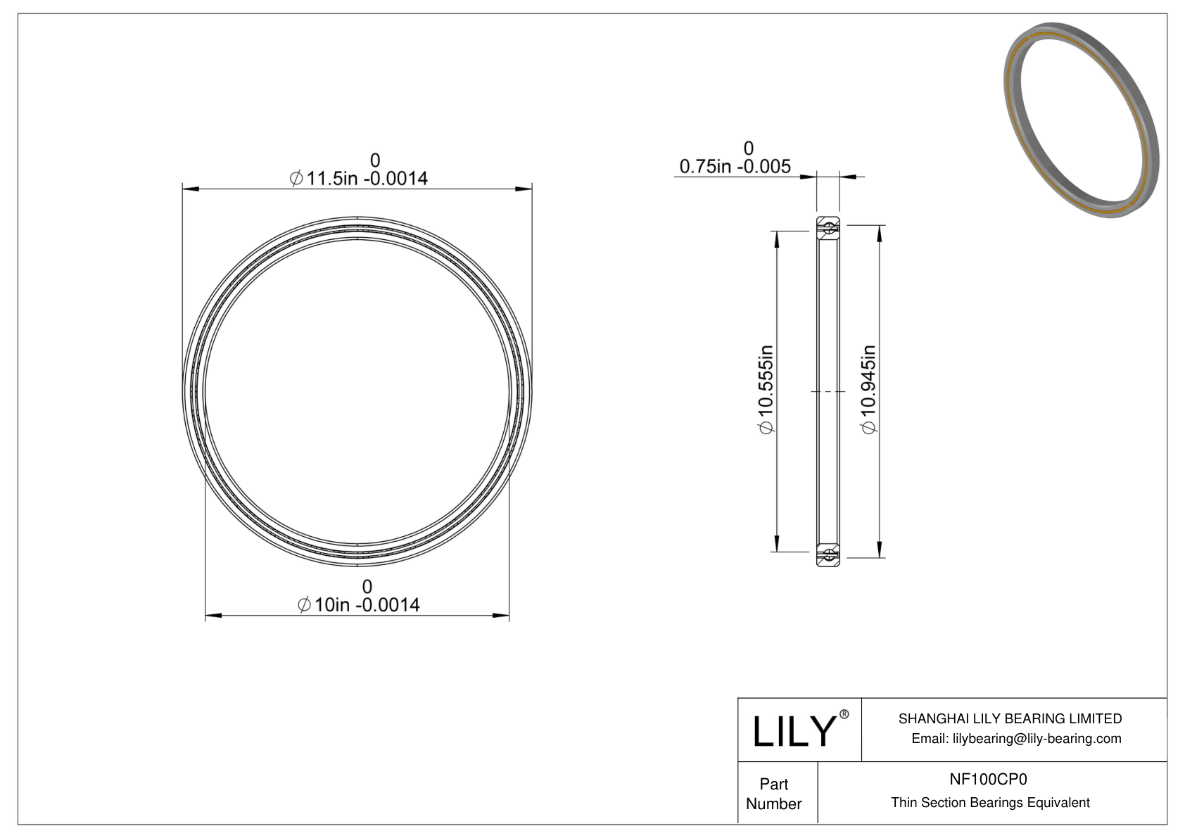 NF100CP0 Constant Section (CS) Bearings cad drawing
