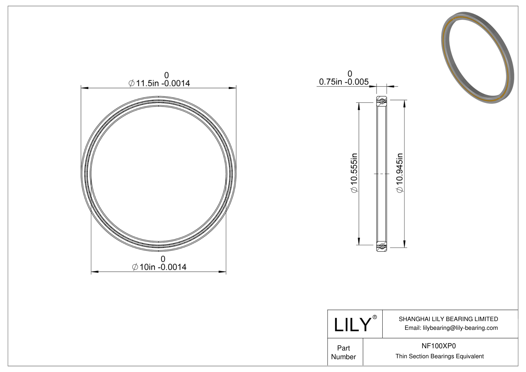 NF100XP0 Constant Section (CS) Bearings cad drawing