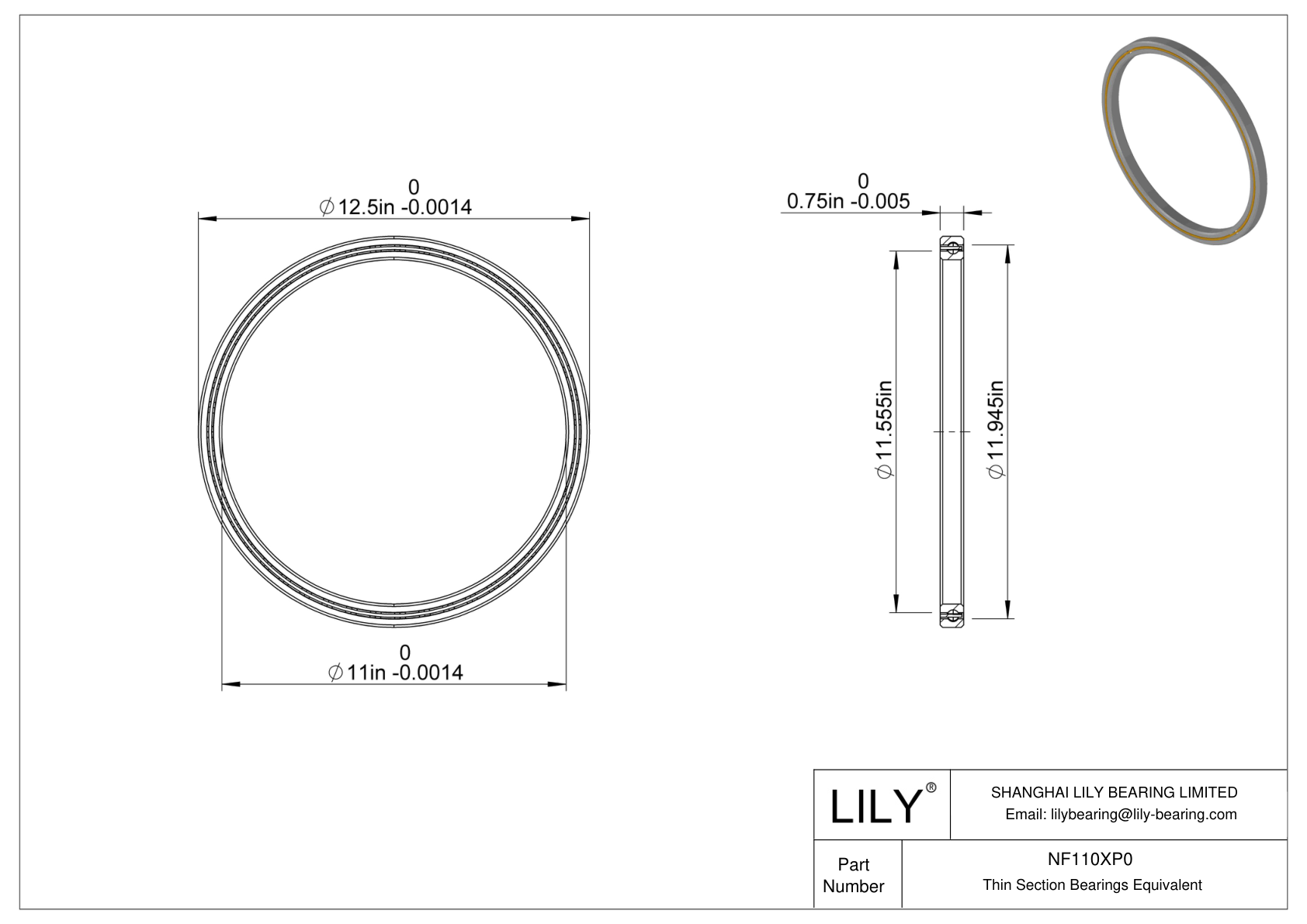 NF110XP0 Constant Section (CS) Bearings cad drawing