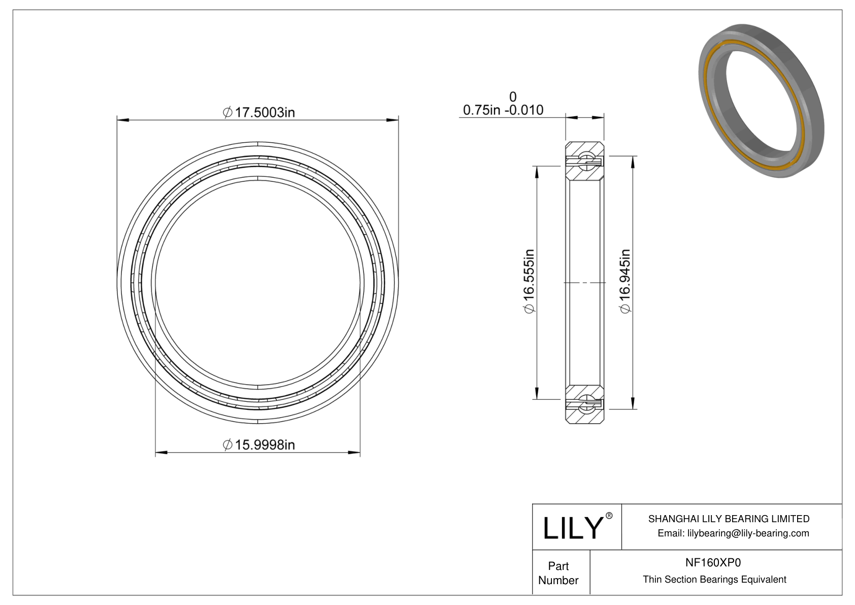 NF160XP0 Constant Section (CS) Bearings cad drawing