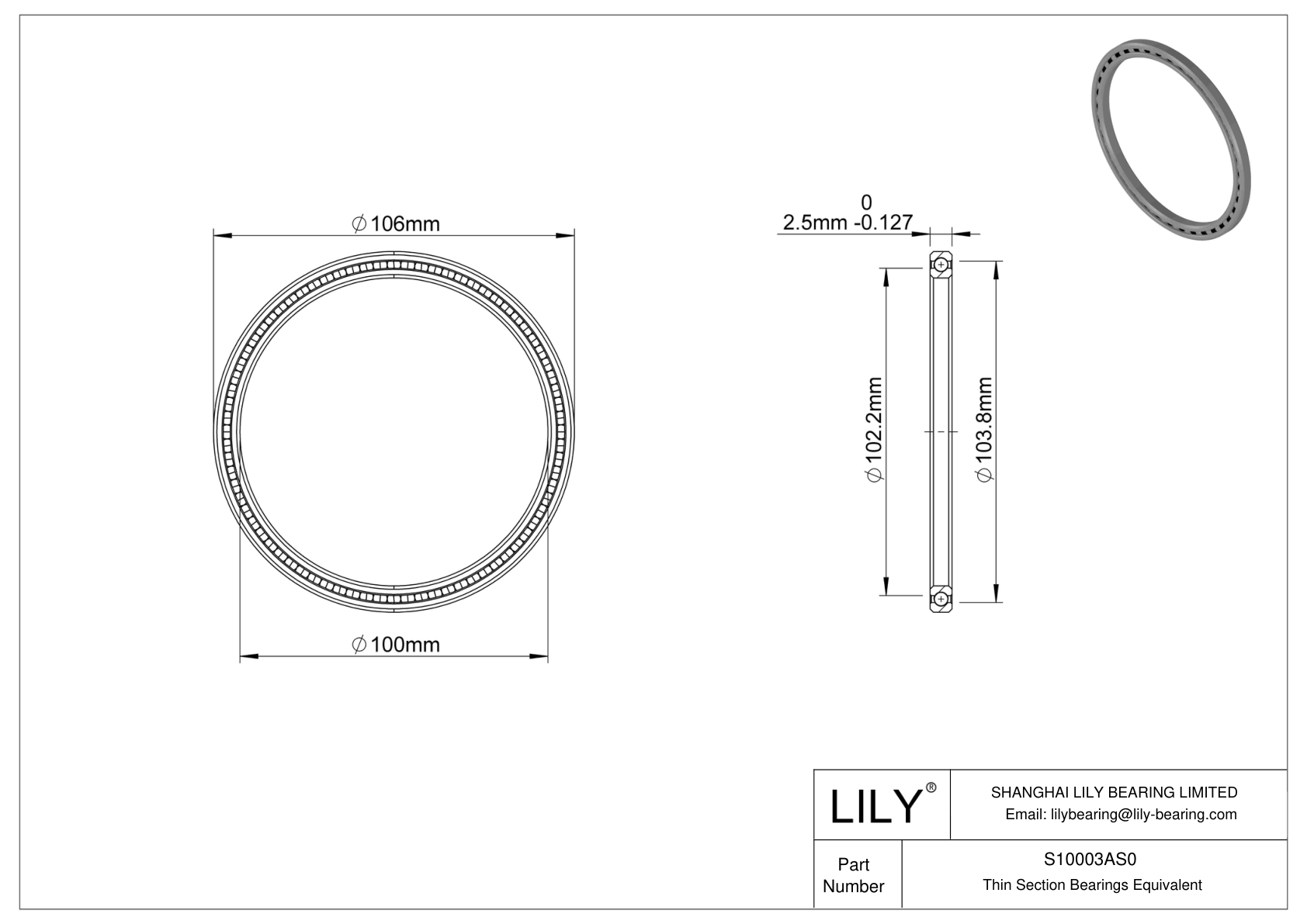 S10003AS0 Constant Section (CS) Bearings cad drawing