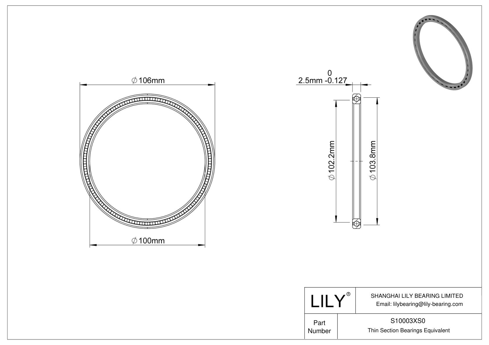 S10003XS0 Constant Section (CS) Bearings cad drawing