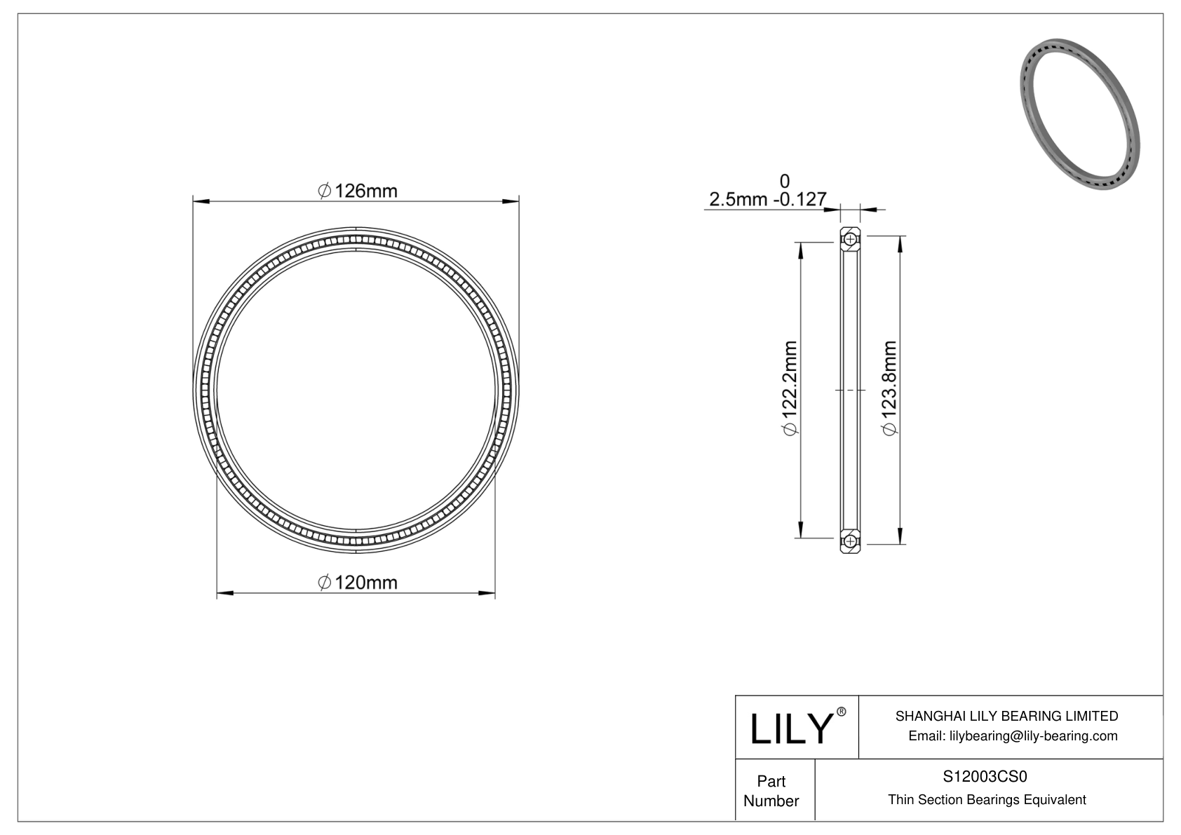 KDN S12003CS0 | Constant Section (CS) Bearings - KAYDON | LILY Bearing
