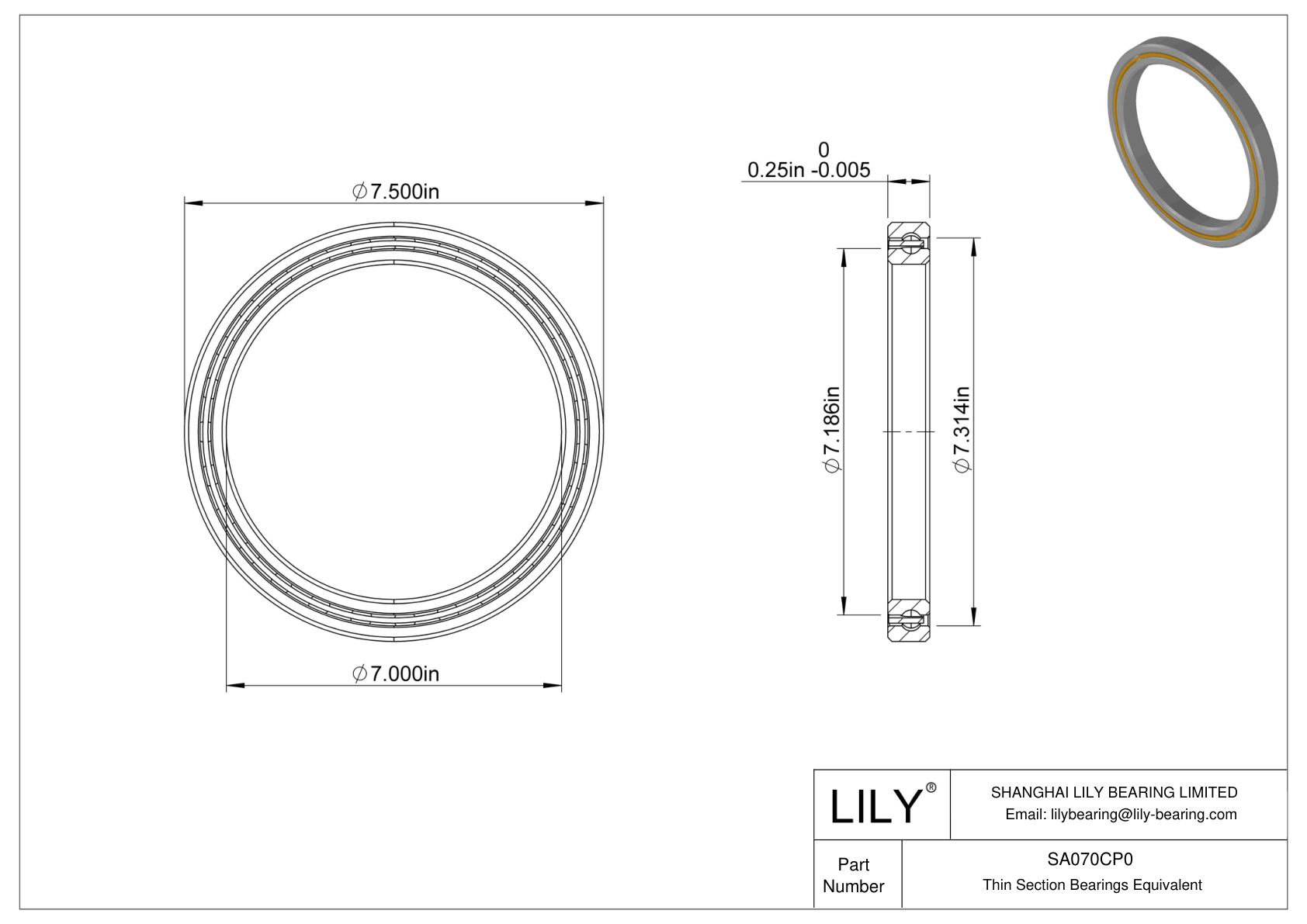 SA070CP0 等截面薄壁 (CS) 轴承 cad drawing