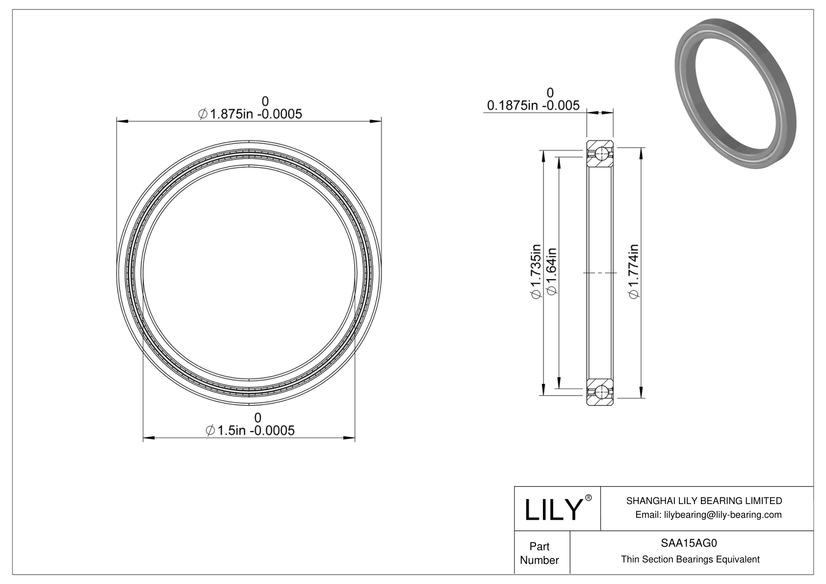 SAA15AG0 Constant Section (CS) Bearings cad drawing