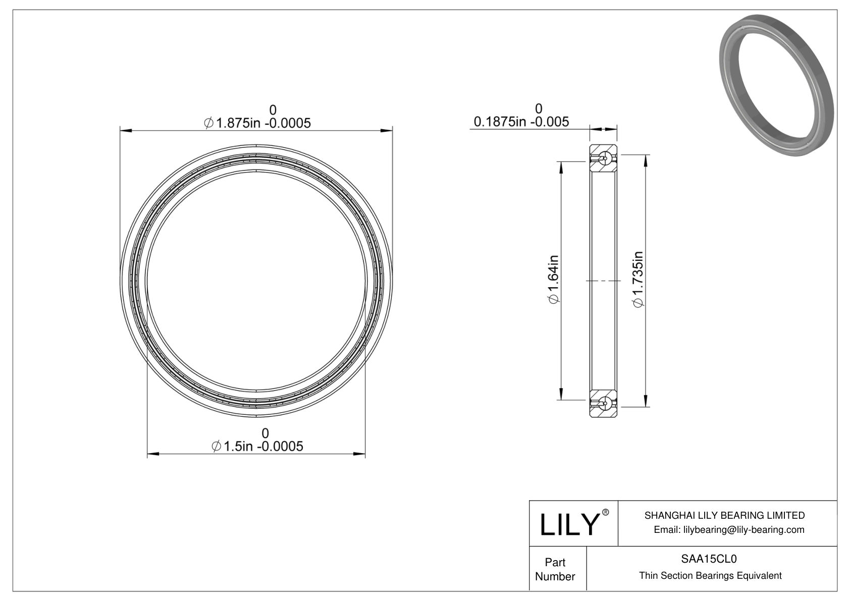 SAA15CL0 Constant Section (CS) Bearings cad drawing