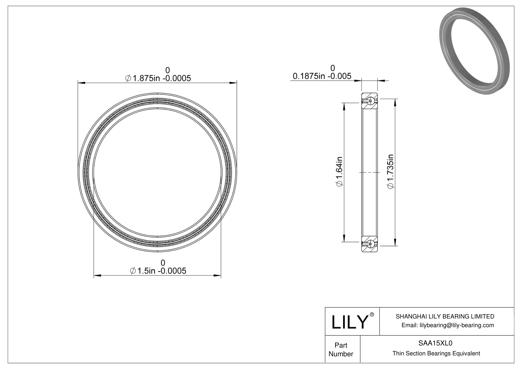 SAA15XL0 Constant Section (CS) Bearings cad drawing