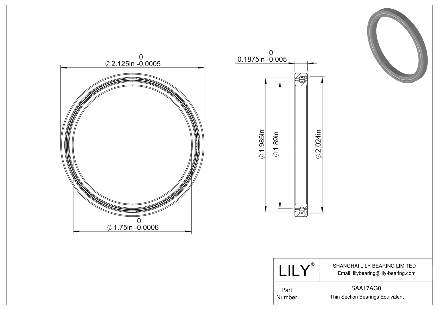 SAA17AG0 Constant Section (CS) Bearings cad drawing