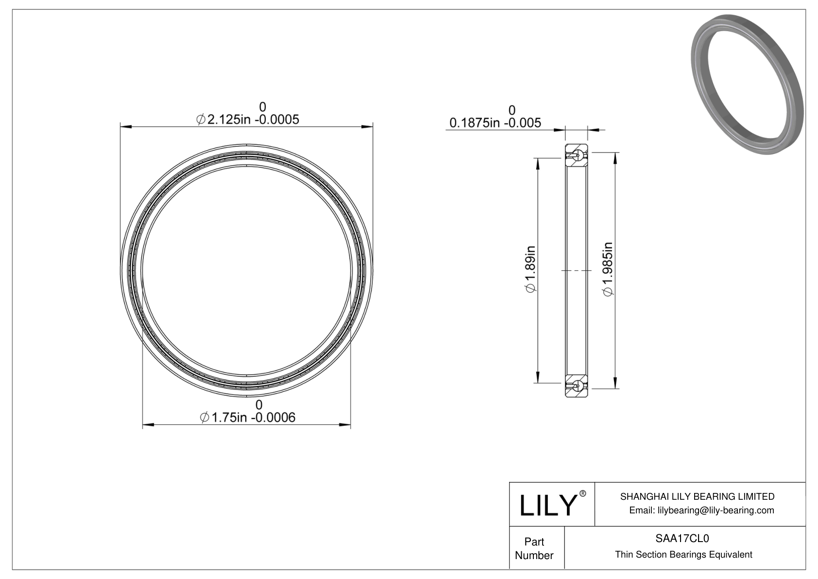 SAA17CL0 Constant Section (CS) Bearings cad drawing