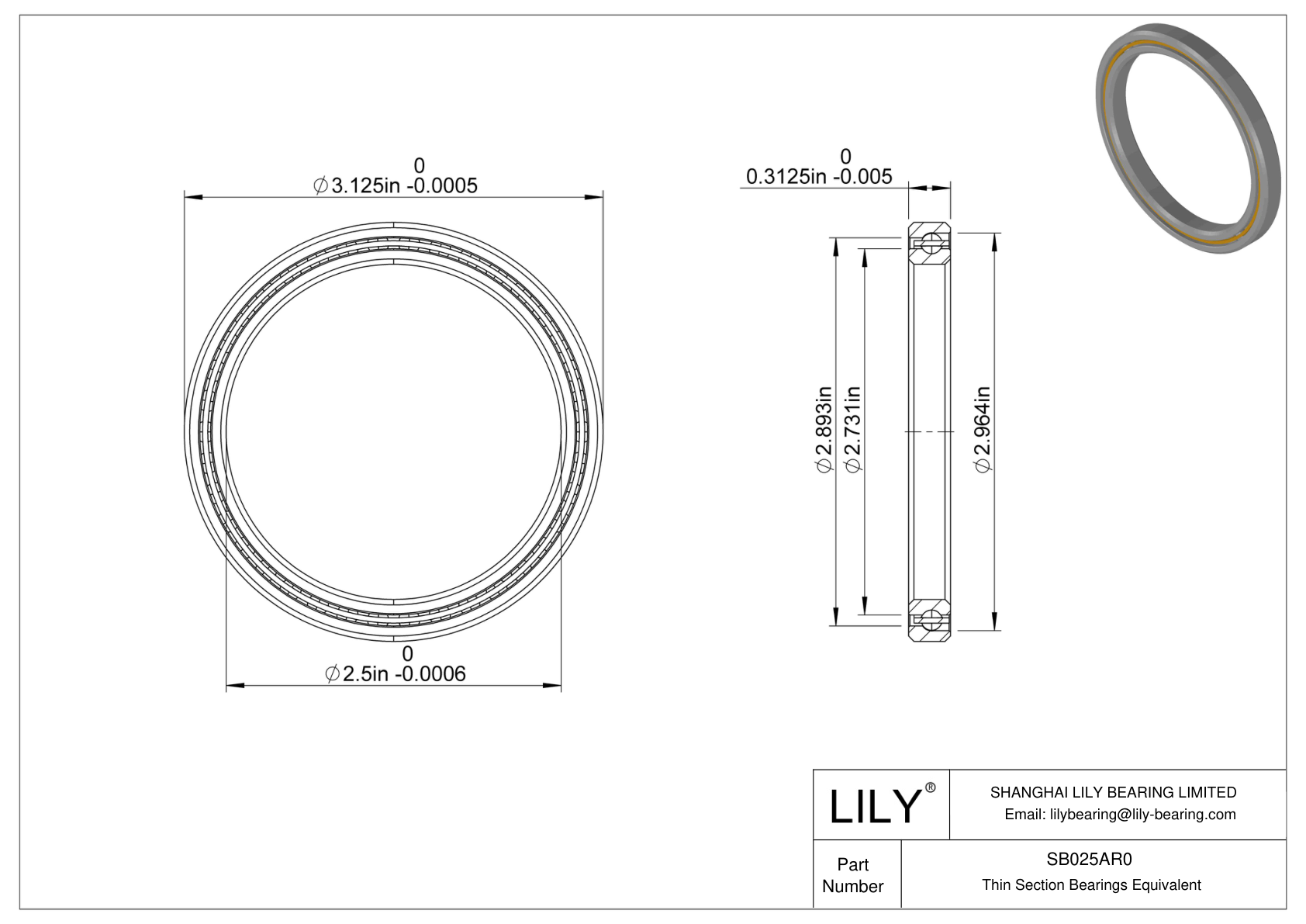SB025AR0 Constant Section (CS) Bearings cad drawing