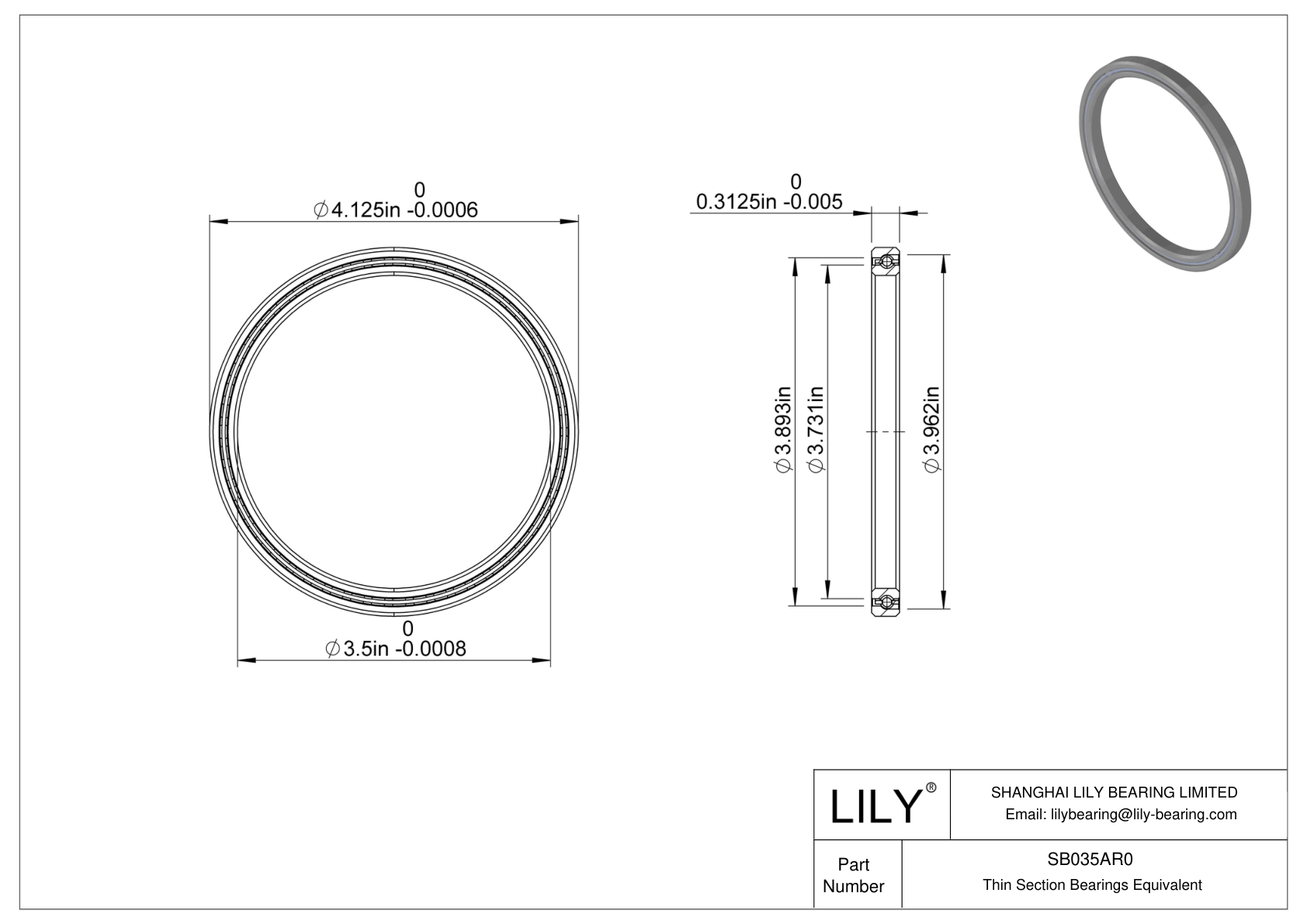 SB035AR0 Constant Section (CS) Bearings cad drawing