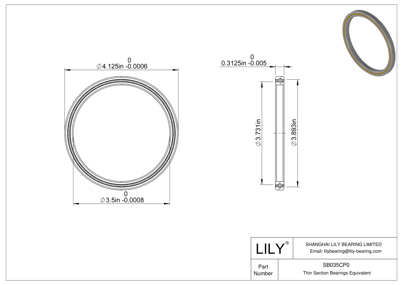 SB035CP0 Constant Section (CS) Bearings cad drawing
