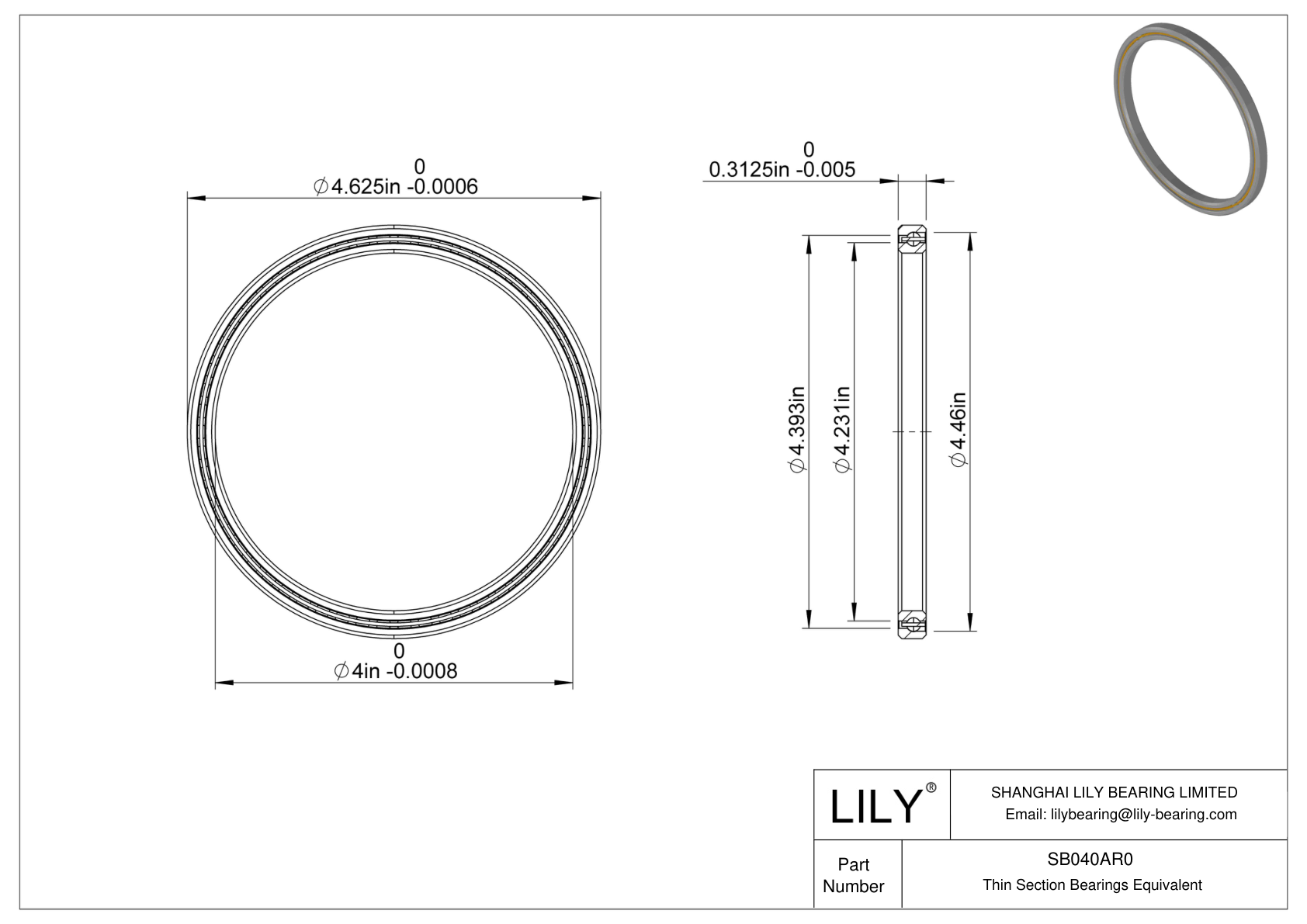 SB040AR0 Constant Section (CS) Bearings cad drawing