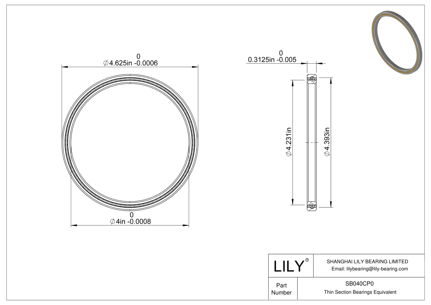 SB040CP0 Constant Section (CS) Bearings cad drawing