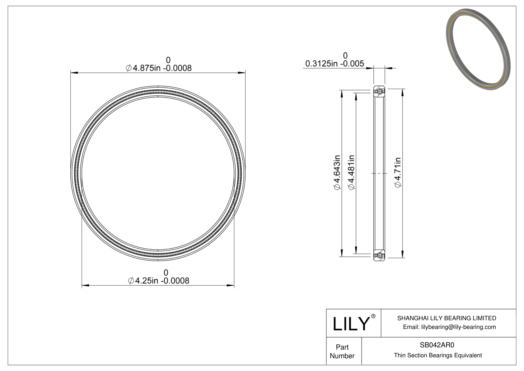 SB042AR0 Constant Section (CS) Bearings cad drawing