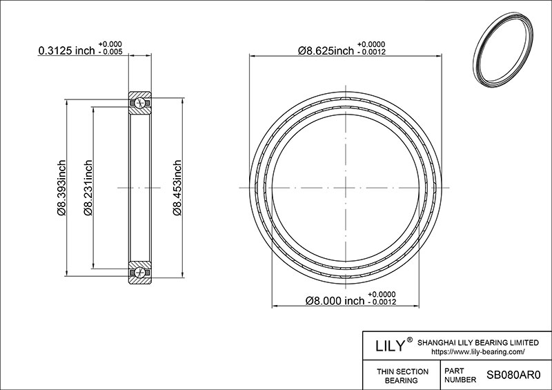SB080AR0 Constant Section (CS) Bearings cad drawing