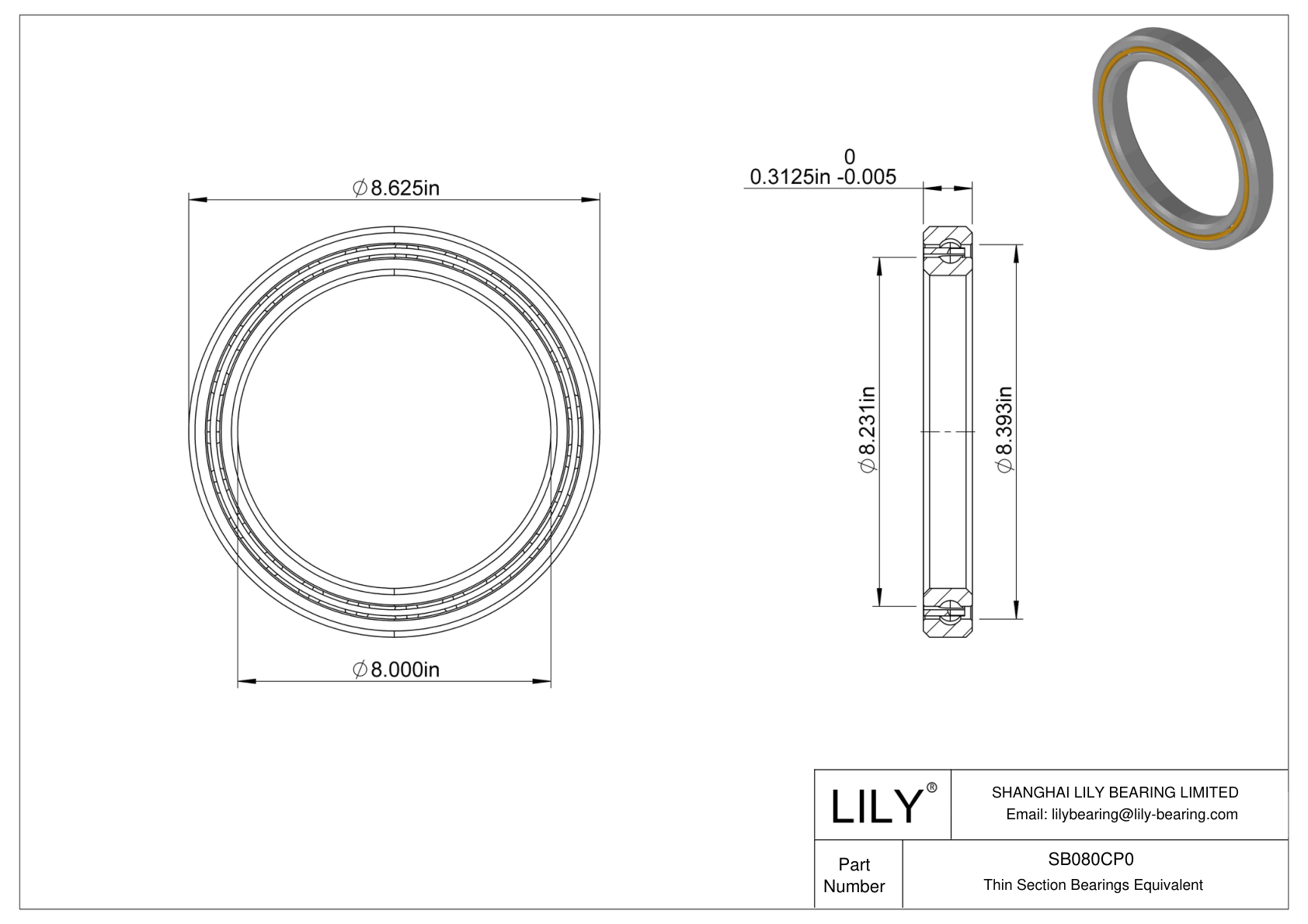 SB080CP0 Constant Section (CS) Bearings cad drawing