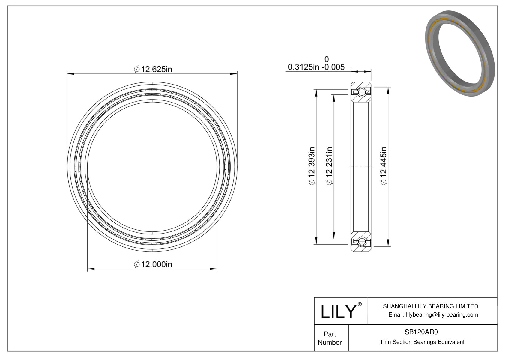 SB120AR0 等截面薄壁 (CS) 轴承 cad drawing