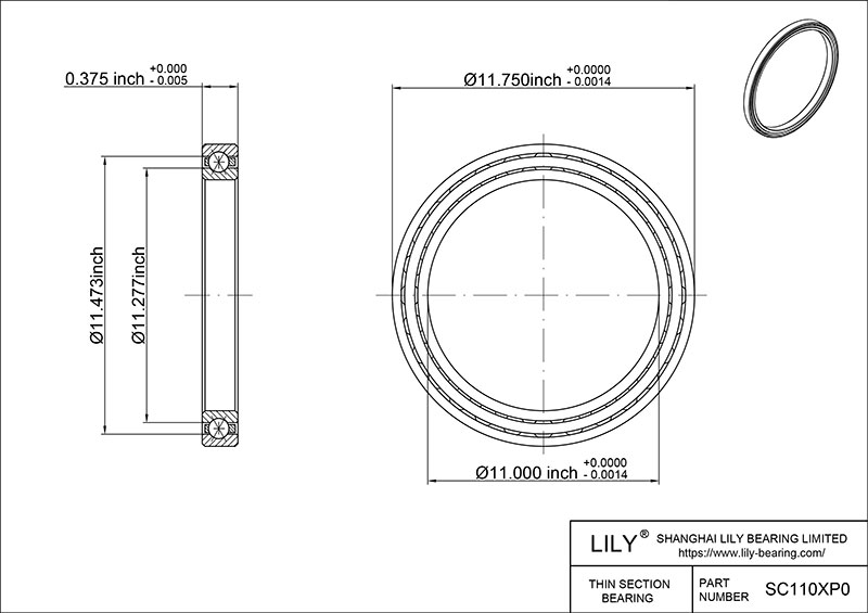 SC110XP0 Constant Section (CS) Bearings cad drawing