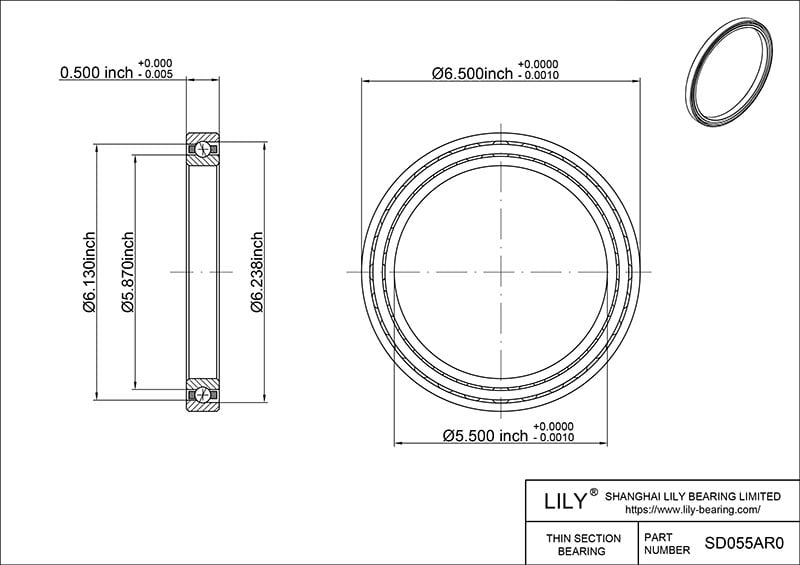 SD055AR0 Constant Section (CS) Bearings cad drawing