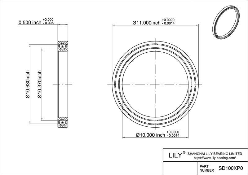 SD100XP0 Constant Section (CS) Bearings cad drawing