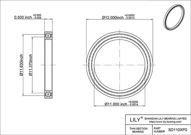 SD110XP0 Constant Section (CS) Bearings cad drawing