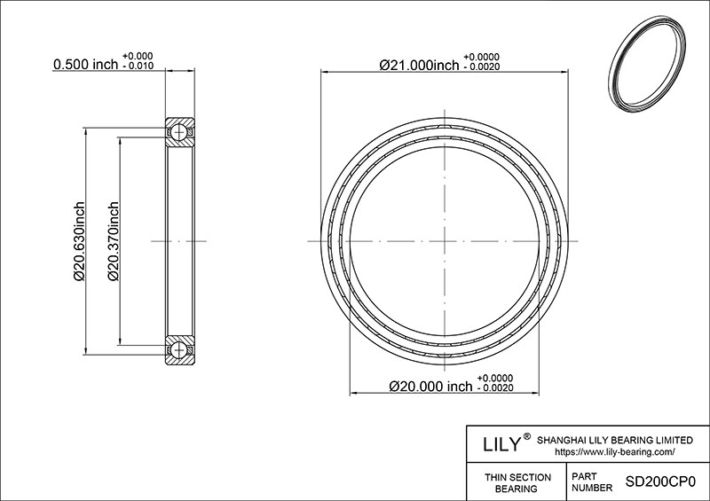 SD200CP0 Constant Section (CS) Bearings cad drawing
