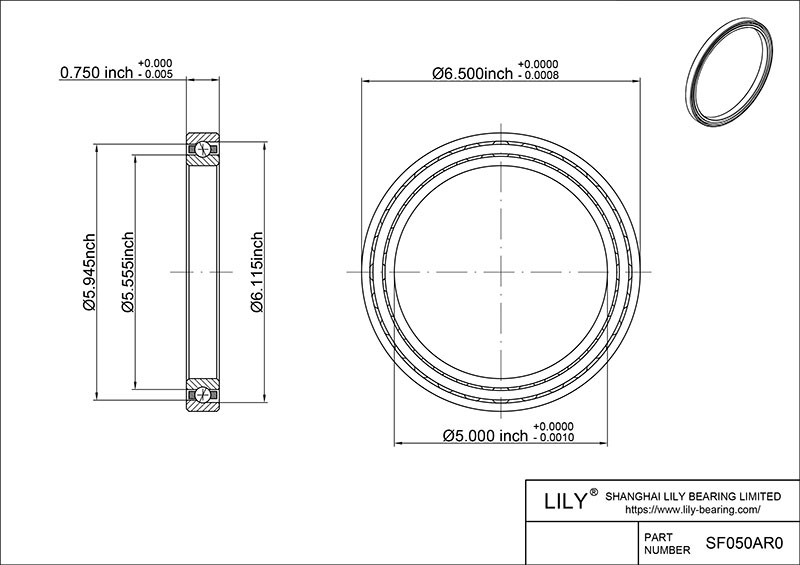 SF050AR0 Constant Section (CS) Bearings cad drawing