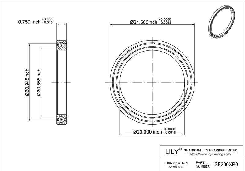SF200XP0 Constant Section (CS) Bearings cad drawing