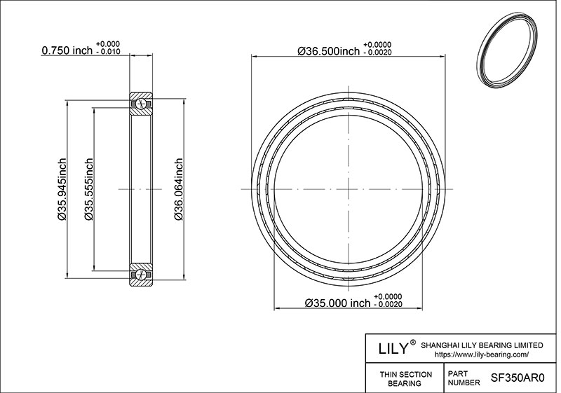SF350AR0 Constant Section (CS) Bearings cad drawing