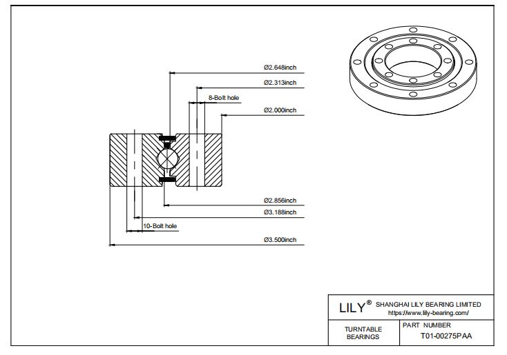 T01-00275PAA RealiSlim TT Turntable Bearings cad drawing