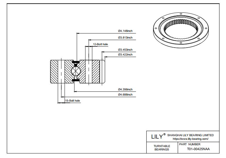 T01-00425PAA RealiSlim TT Turntable Bearings cad drawing