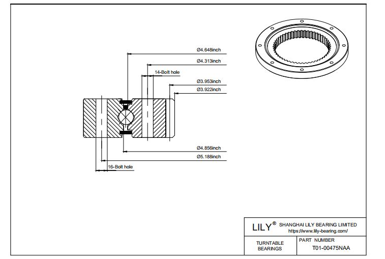 T01-00475NAA RealiSlim TT Turntable Bearings cad drawing