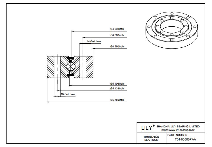 T01-00500PAA RealiSlim TT Turntable Bearings cad drawing
