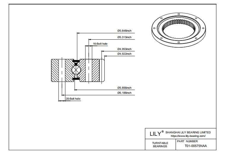 T01-00575NAA RealiSlim TT Turntable Bearings cad drawing