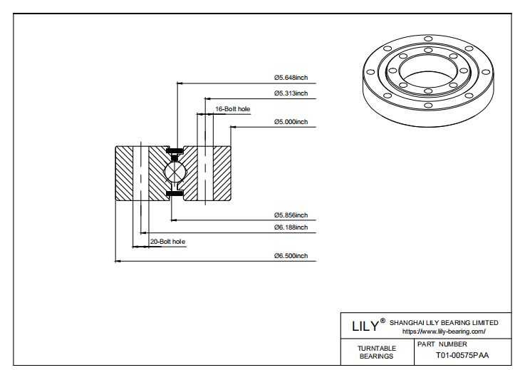 T01-00575PAA RealiSlim TT Turntable Bearings cad drawing
