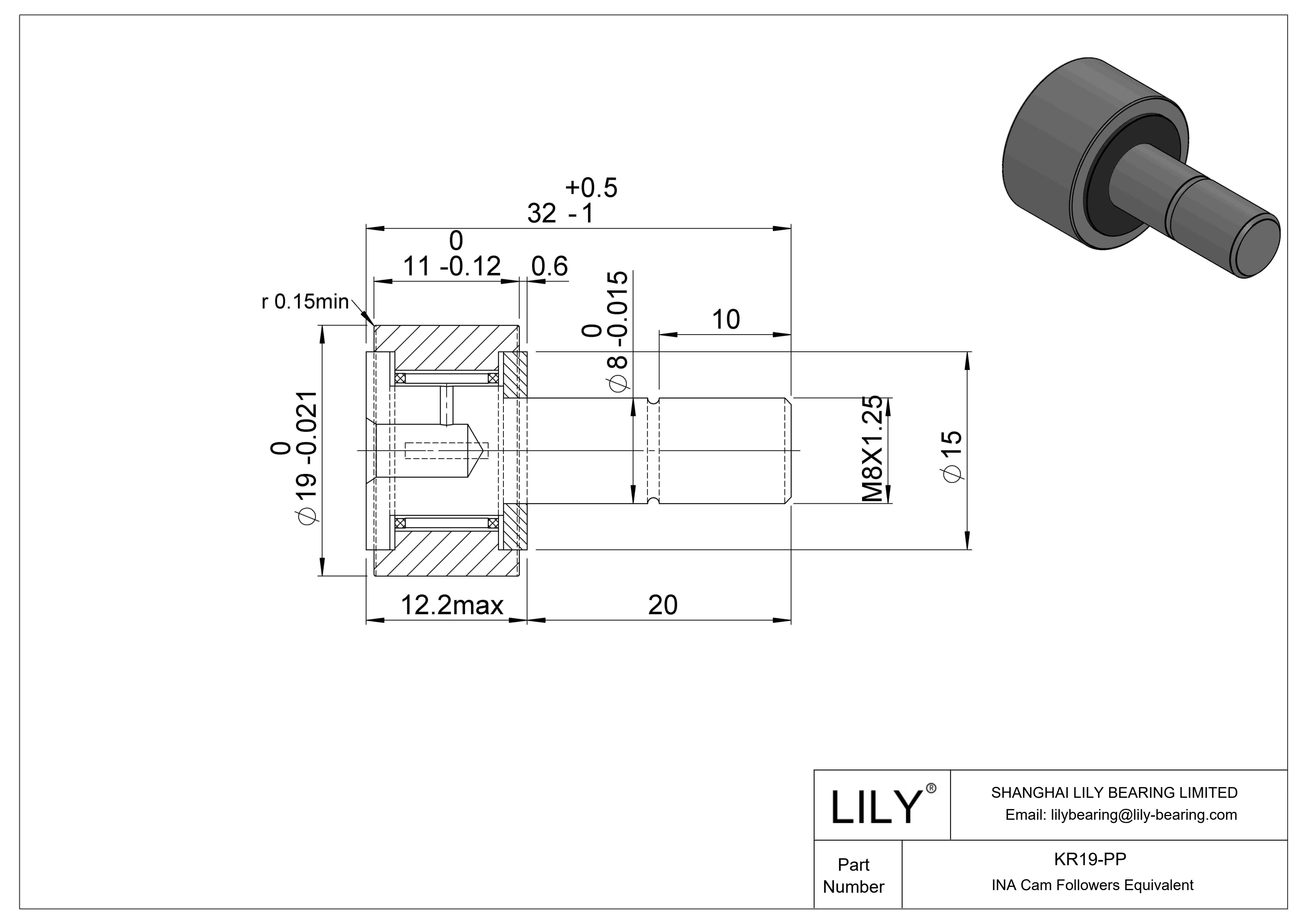 KR19-PP Seguidor de leva cad drawing