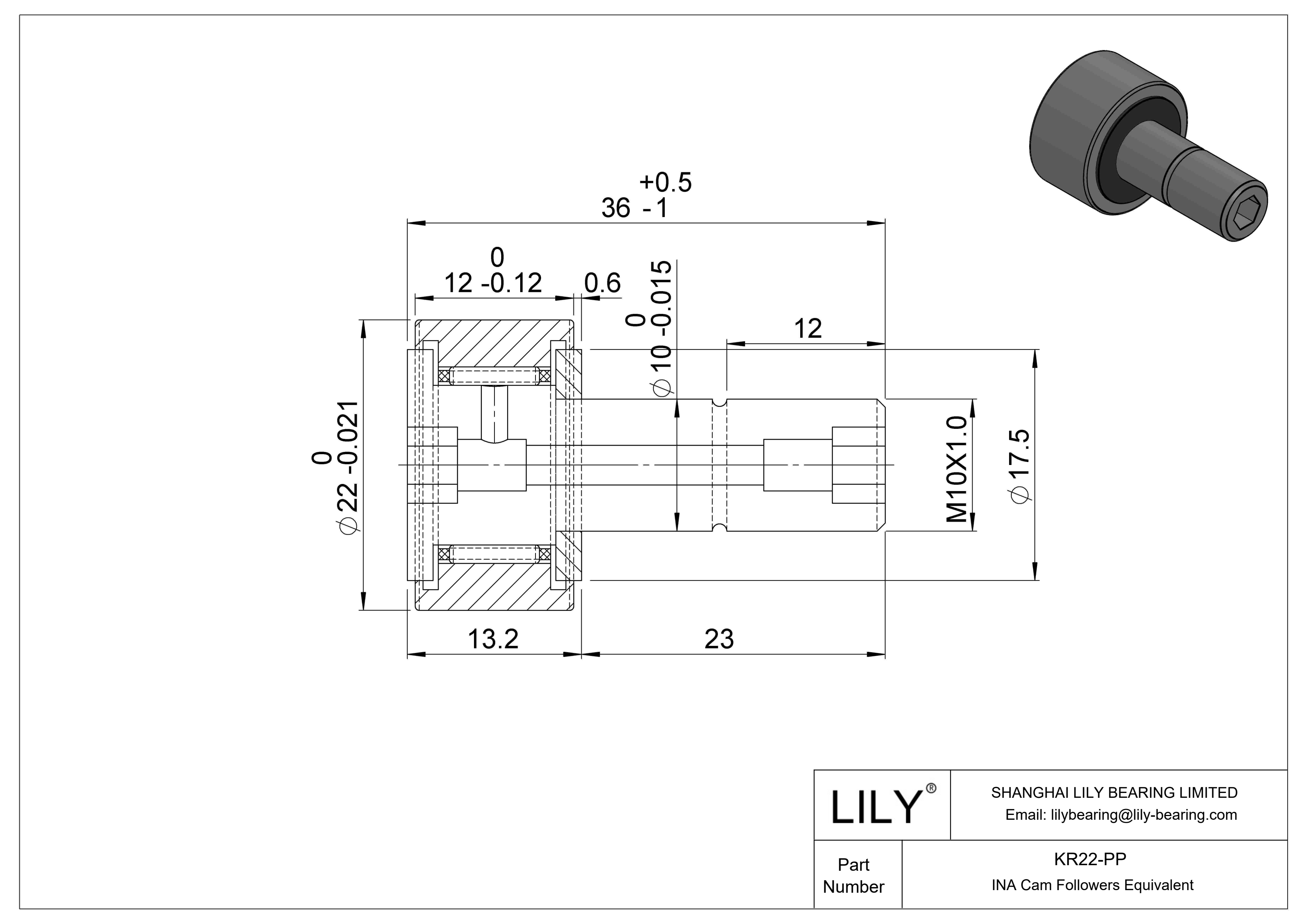 KR22-PP Seguidor de leva cad drawing