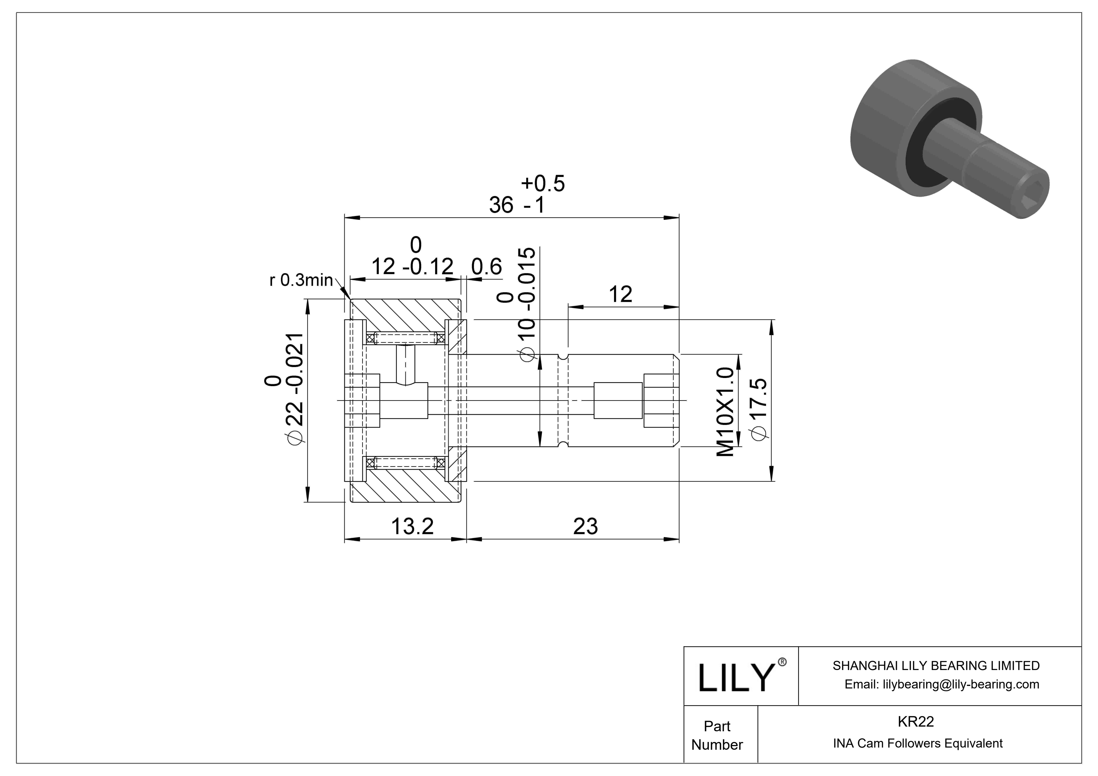 KR22 螺柱凸轮从动件 cad drawing