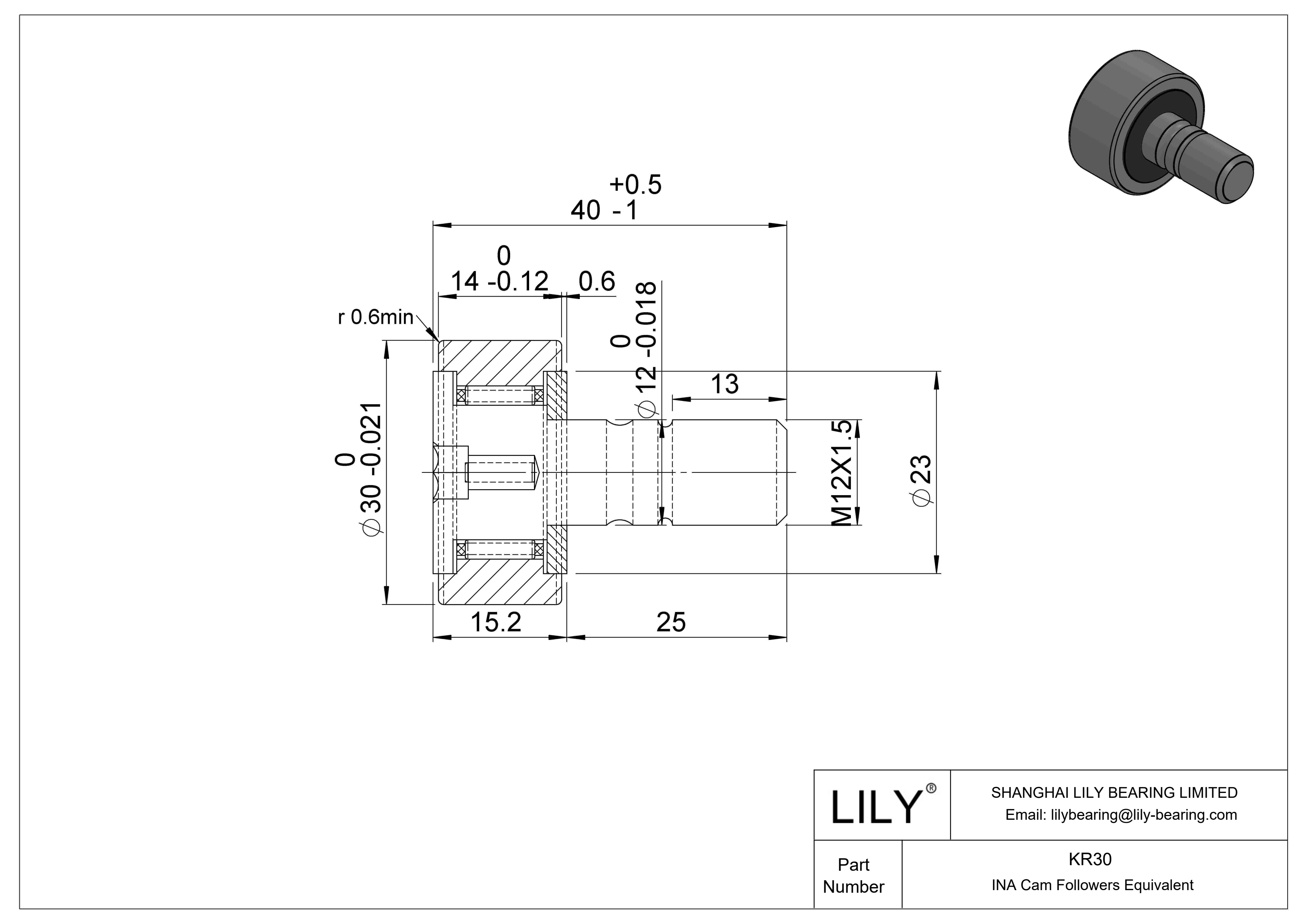 KR30 螺柱凸轮从动件 cad drawing