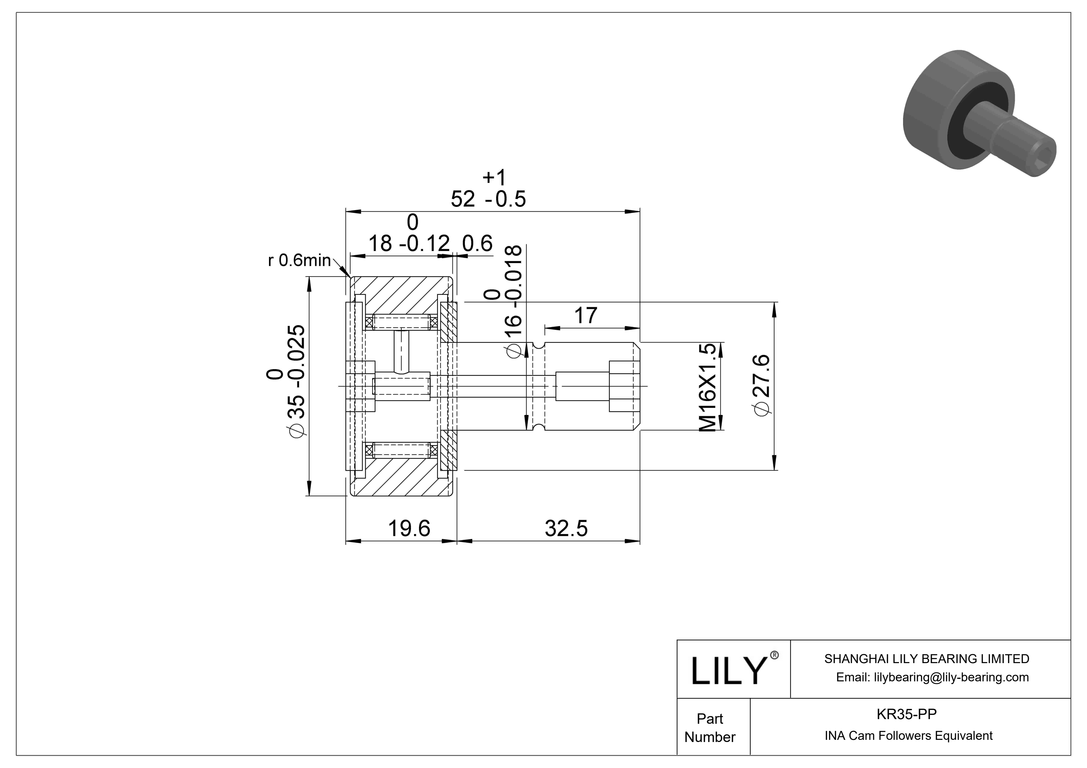 KR35-PP 螺柱凸轮从动件 cad drawing