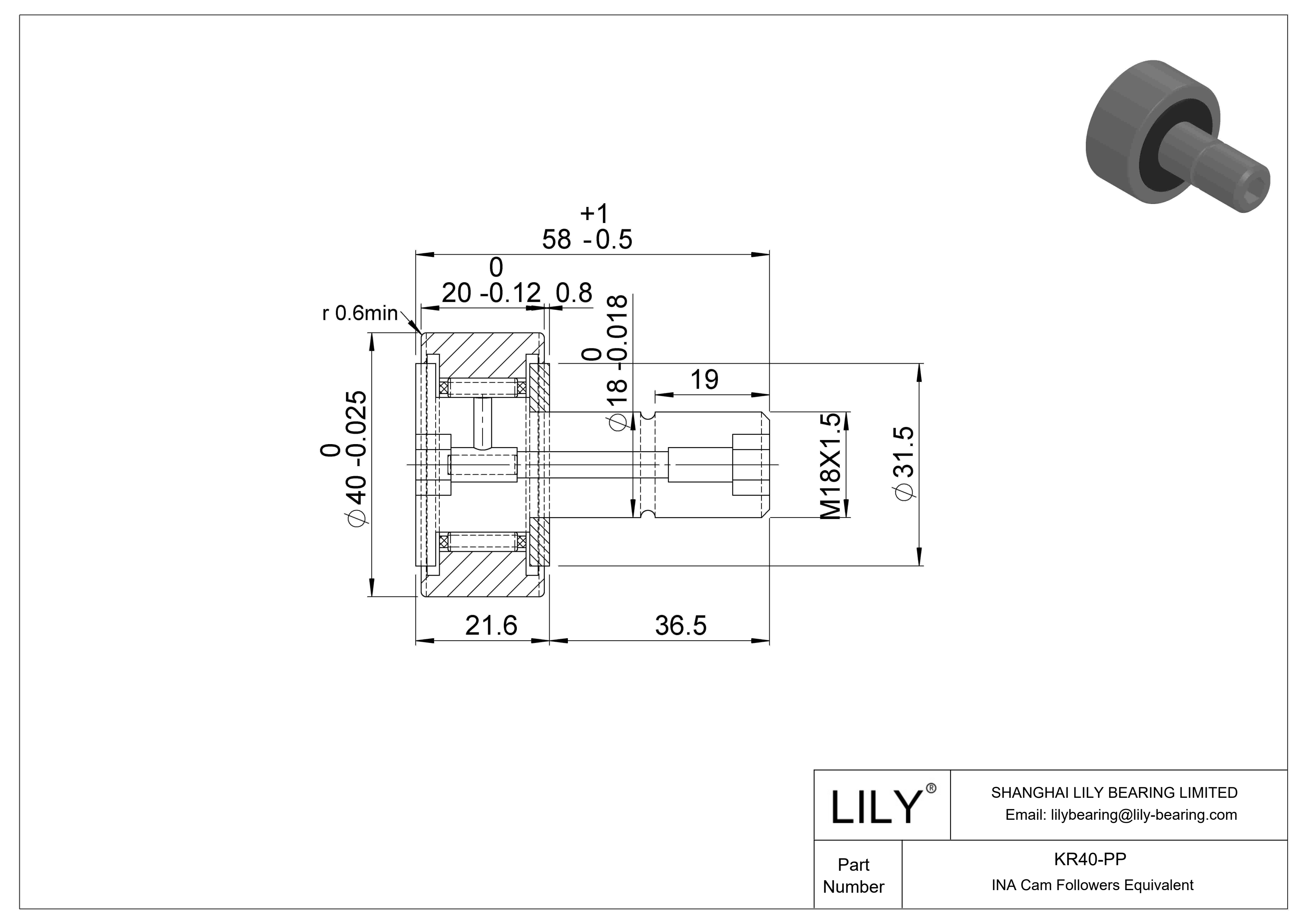 KR40-PP 螺柱凸轮从动件 cad drawing