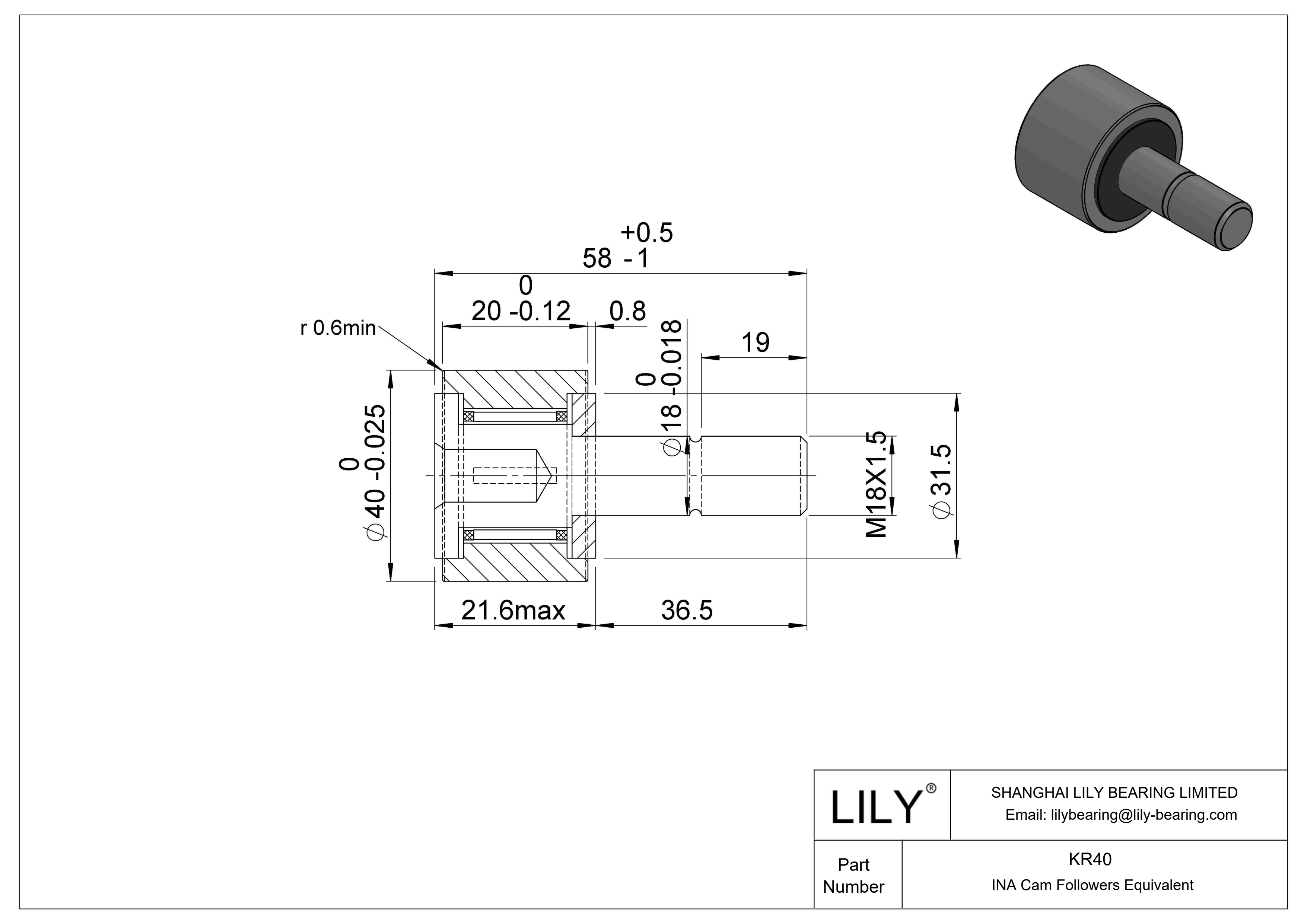 KR40 螺柱凸轮从动件 cad drawing