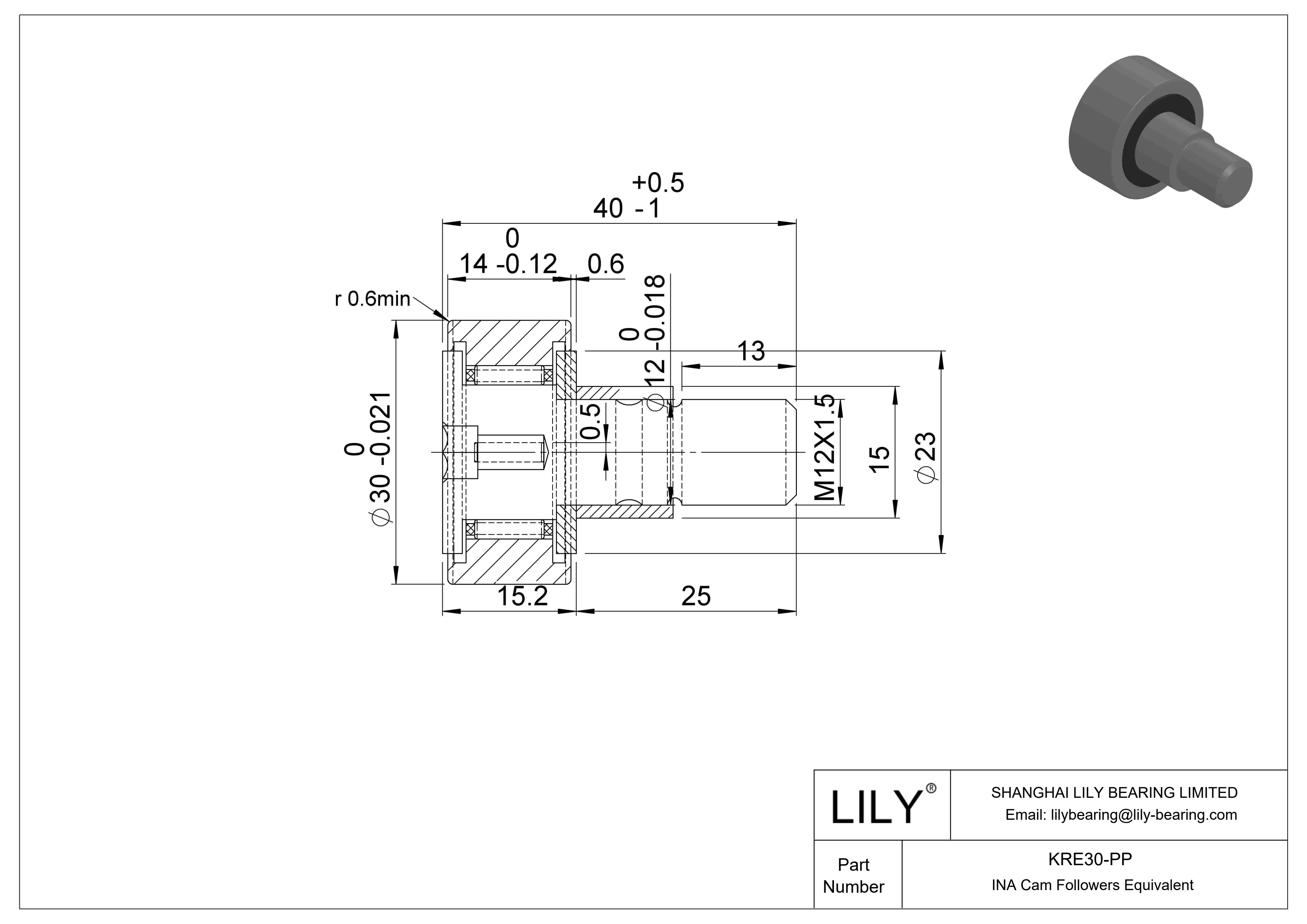 KRE30-PP 偏心螺柱凸轮从动件 cad drawing