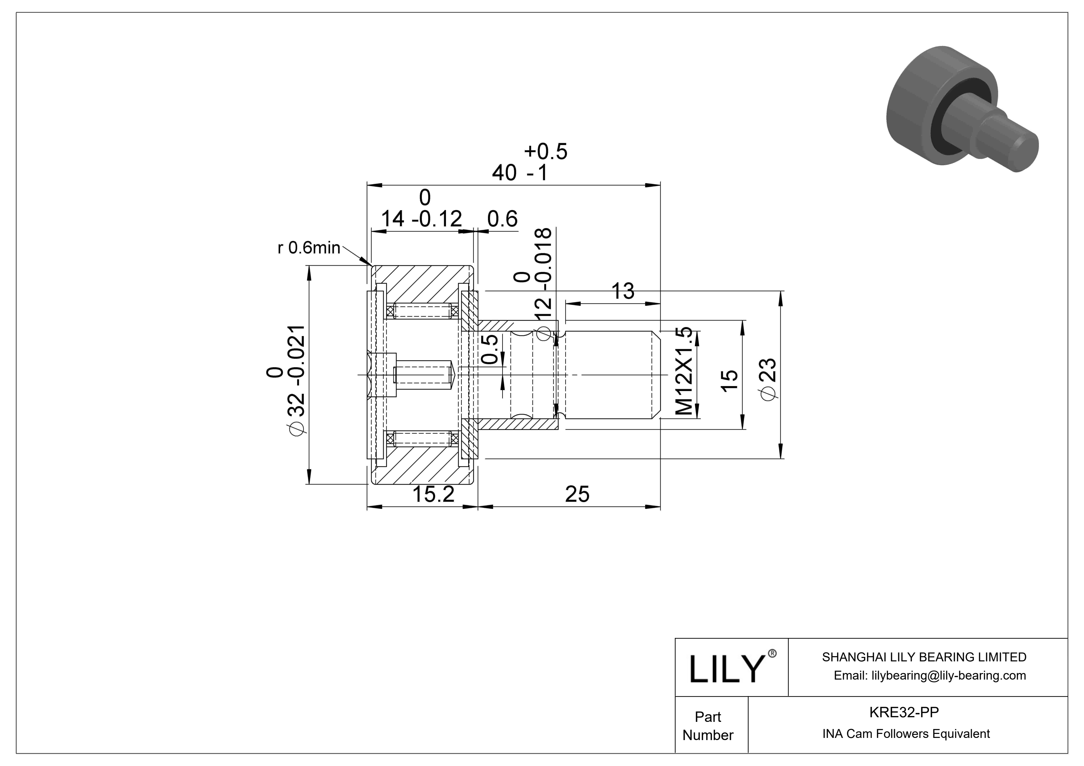 KRE32-PP 偏心螺柱凸轮从动件 cad drawing